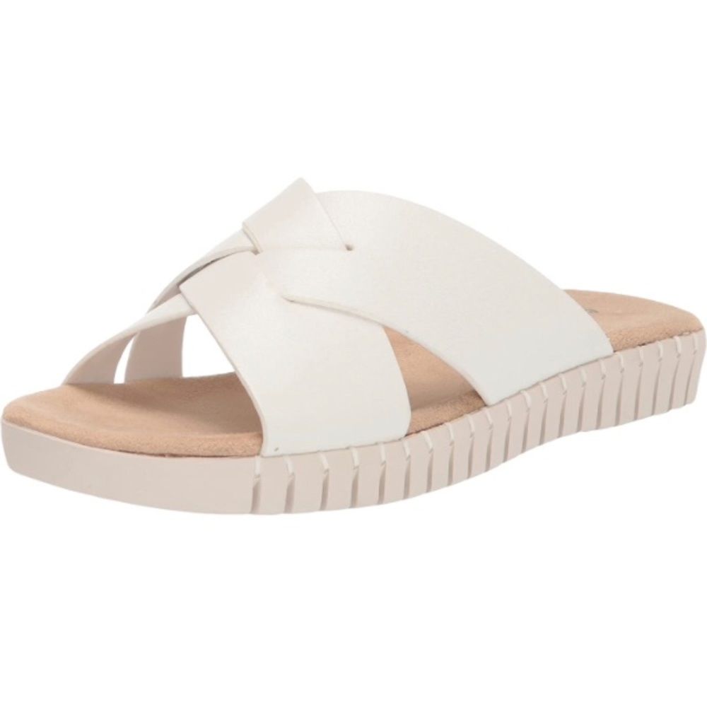 Easy Street Women’s Brylee Flat Sandal Slide White Size 8